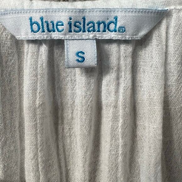 Blue Island Lace Border Sleeves and Hem Long Sleeve Swim Cover-Up  Women S White - Picture 8 of 10